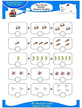 Çocuklar İçin toplam işlemi yaprak testleri 